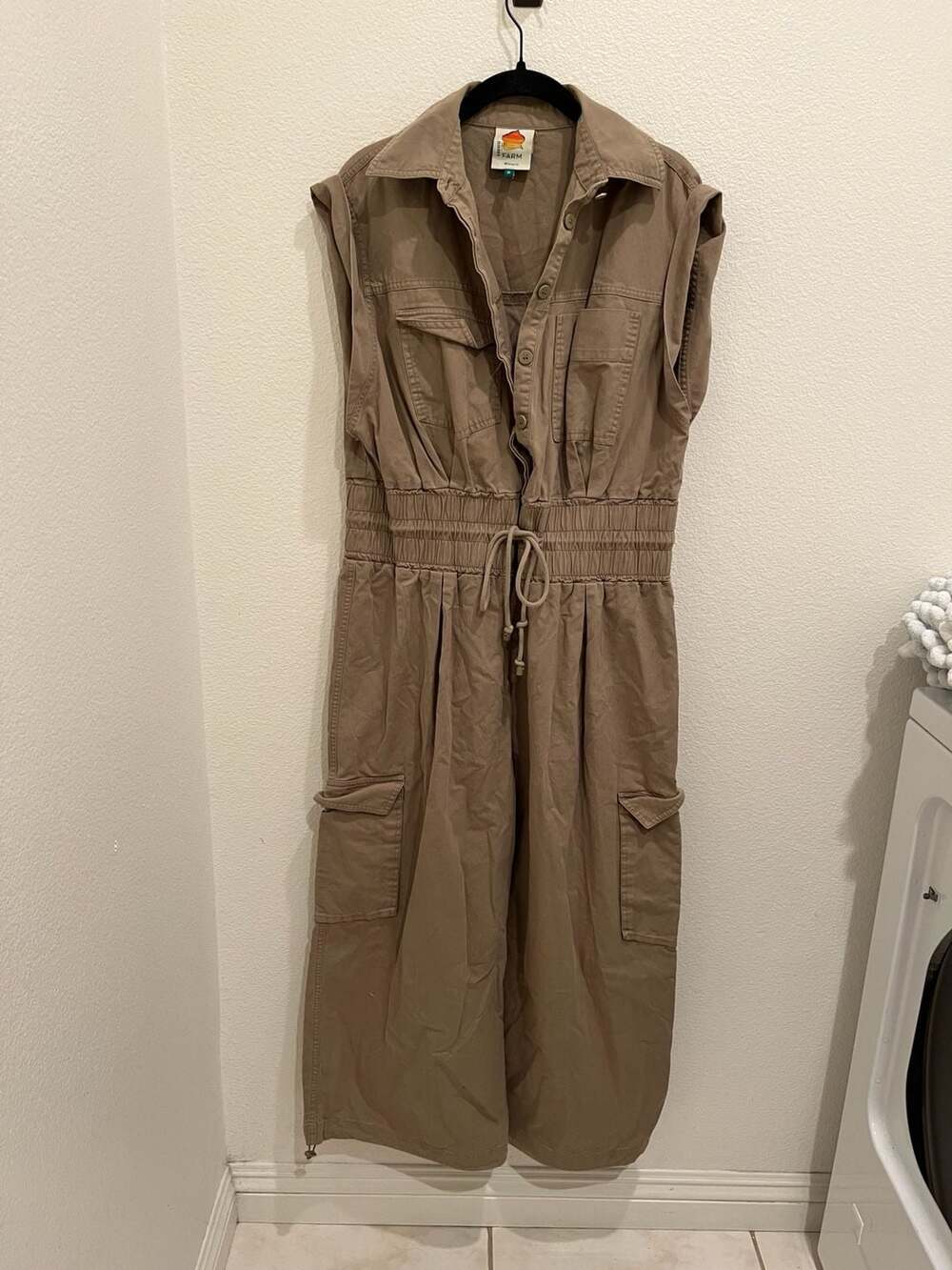 FARM Rio Cotton Utility Jumpsuit in Olive Green - Picture 5 of 15